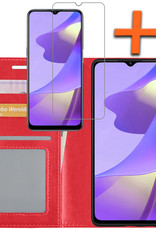 Nomfy Hoesje Geschikt voor OPPO A16s Hoes Bookcase Flipcase Book Cover Met Screenprotector - Hoes Geschikt voor OPPO A16s Hoesje Book Case - Rood