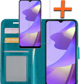 Nomfy Nomfy OPPO A16s Hoesje Bookcase Turquoise Met Screenprotector