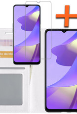 Nomfy Hoesje Geschikt voor OPPO A16s Hoes Bookcase Flipcase Book Cover Met Screenprotector - Hoes Geschikt voor OPPO A16s Hoesje Book Case - Wit