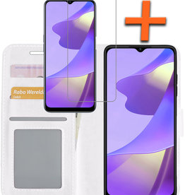 Nomfy Nomfy OPPO A16s Hoesje Bookcase Wit Met Screenprotector