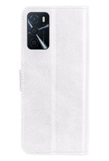 Nomfy Hoesje Geschikt voor OPPO A16s Hoes Bookcase Flipcase Book Cover Met Screenprotector - Hoes Geschikt voor OPPO A16s Hoesje Book Case - Wit