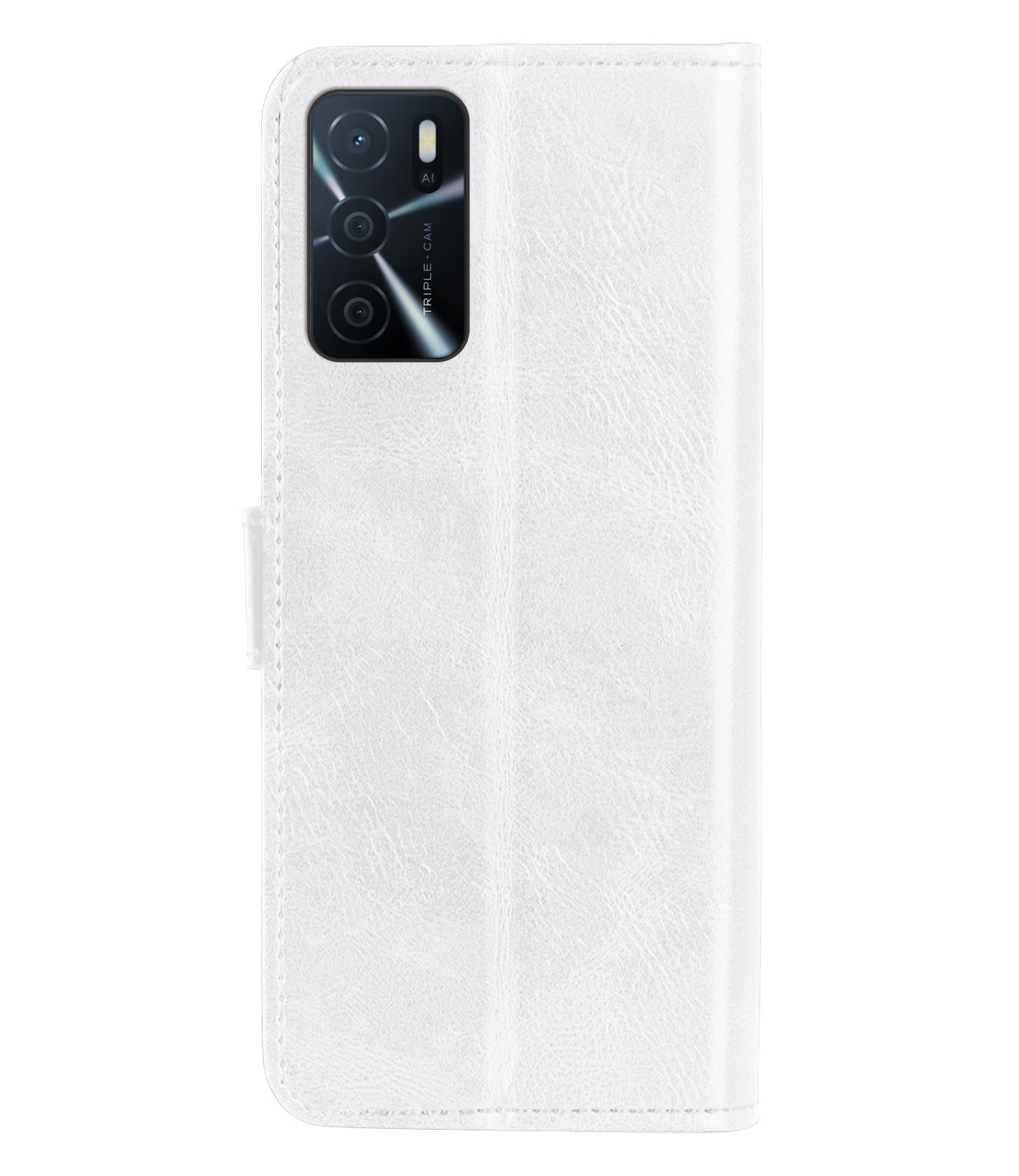 Nomfy Hoesje Geschikt voor OPPO A16s Hoes Bookcase Flipcase Book Cover Met Screenprotector - Hoes Geschikt voor OPPO A16s Hoesje Book Case - Wit