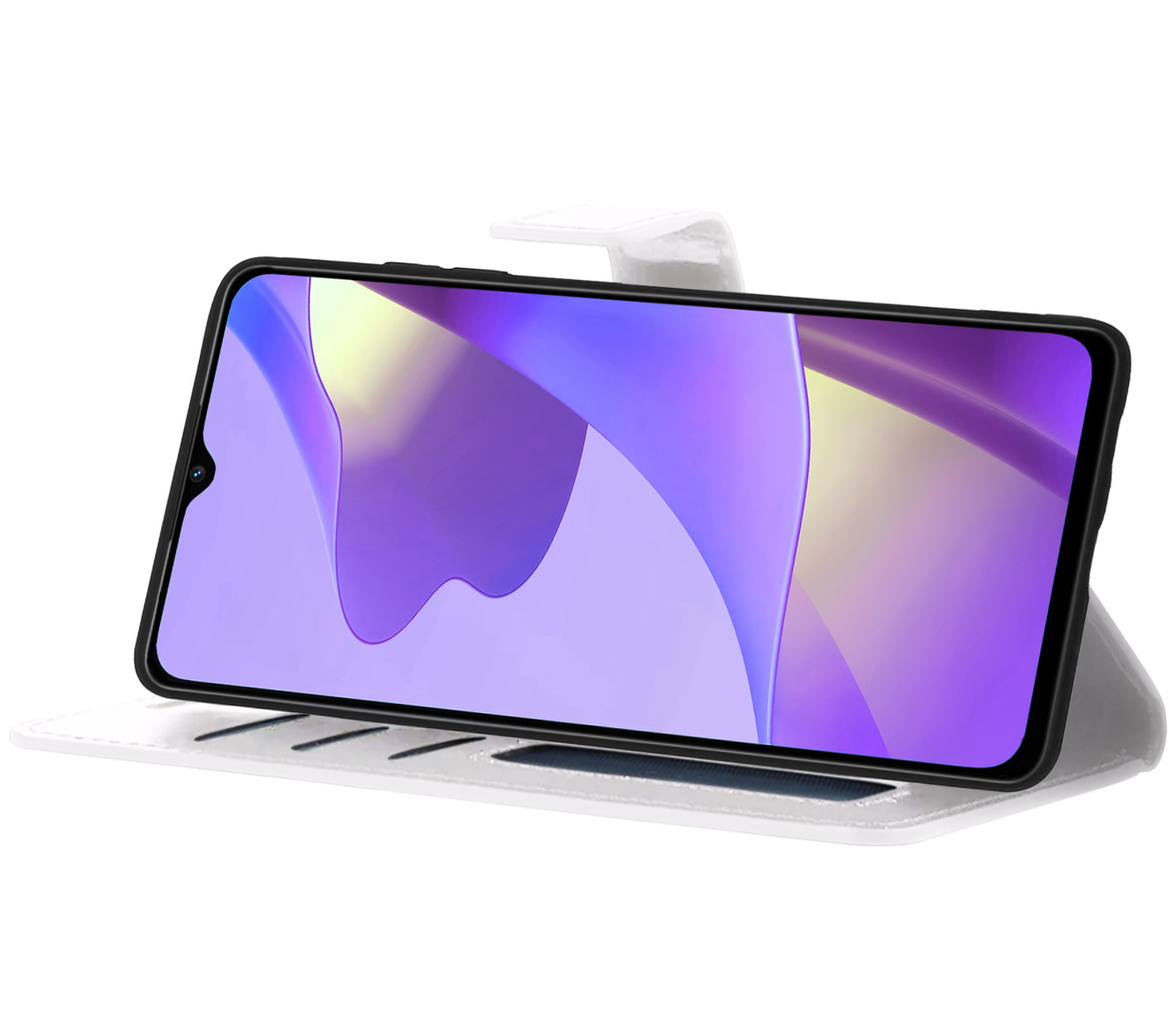 Nomfy Hoesje Geschikt voor OPPO A16s Hoes Bookcase Flipcase Book Cover Met Screenprotector - Hoes Geschikt voor OPPO A16s Hoesje Book Case - Wit