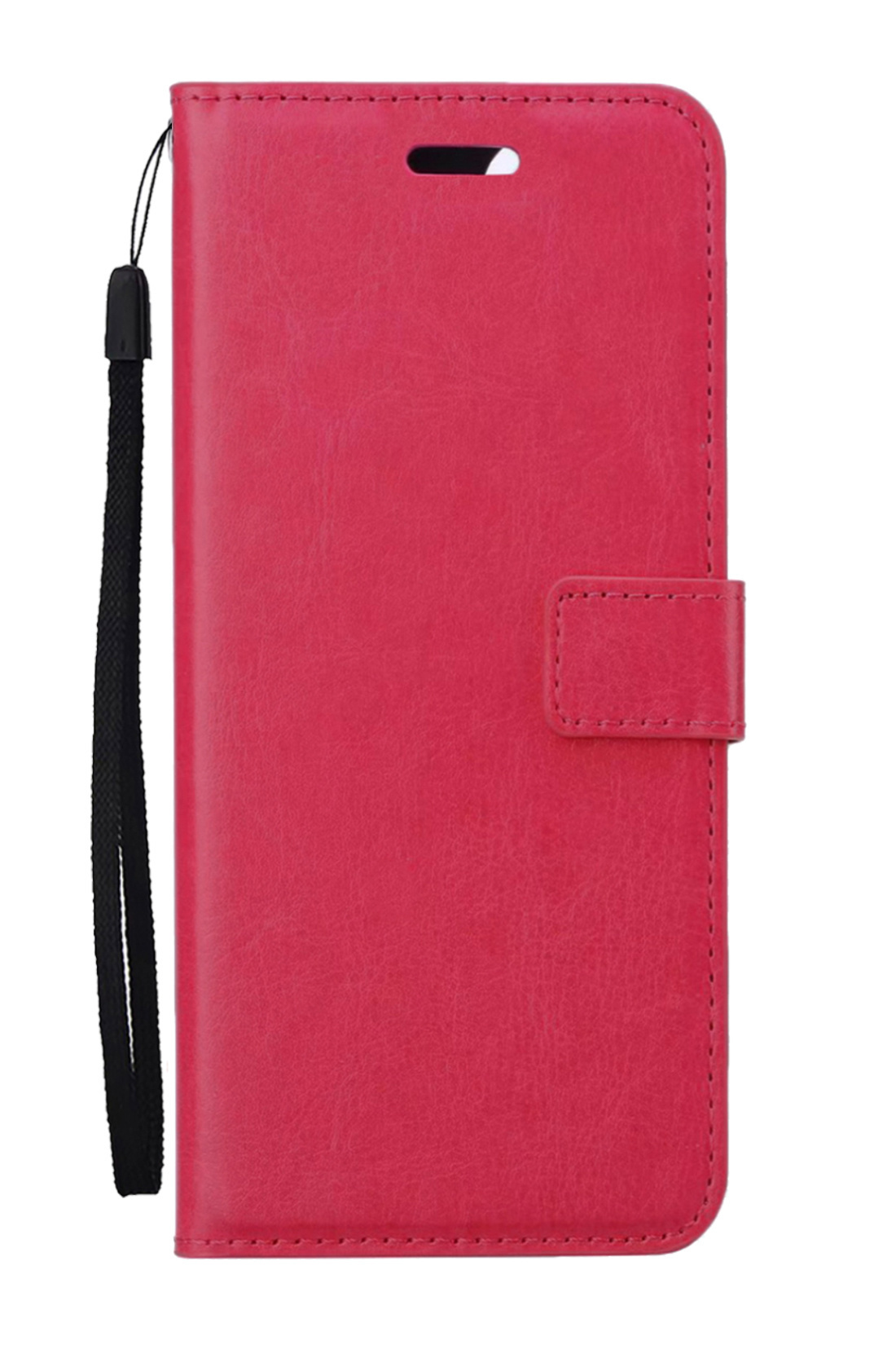Nomfy Hoesje Geschikt voor OPPO A16s Hoes Bookcase Flipcase Book Cover Met 2x Screenprotector - Hoes Geschikt voor OPPO A16s Hoesje Book Case - Donkerroze