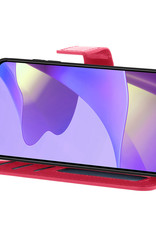 Nomfy Hoesje Geschikt voor OPPO A16s Hoes Bookcase Flipcase Book Cover Met 2x Screenprotector - Hoes Geschikt voor OPPO A16s Hoesje Book Case - Donkerroze