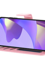 Nomfy Hoesje Geschikt voor OPPO A16s Hoes Bookcase Flipcase Book Cover Met 2x Screenprotector - Hoes Geschikt voor OPPO A16s Hoesje Book Case - Lichtroze