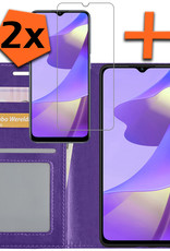 Nomfy Hoesje Geschikt voor OPPO A16s Hoes Bookcase Flipcase Book Cover Met 2x Screenprotector - Hoes Geschikt voor OPPO A16s Hoesje Book Case - Paars