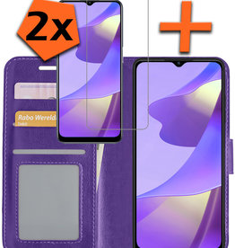 Nomfy Nomfy OPPO A16s Hoesje Bookcase Paars Met 2x Screenprotector