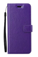 Nomfy Hoesje Geschikt voor OPPO A16s Hoes Bookcase Flipcase Book Cover Met 2x Screenprotector - Hoes Geschikt voor OPPO A16s Hoesje Book Case - Paars