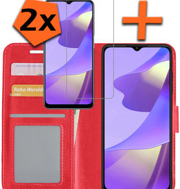 Nomfy Nomfy OPPO A16s Hoesje Bookcase Rood Met 2x Screenprotector