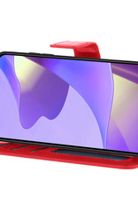 Nomfy Hoesje Geschikt voor OPPO A16s Hoes Bookcase Flipcase Book Cover Met 2x Screenprotector - Hoes Geschikt voor OPPO A16s Hoesje Book Case - Rood