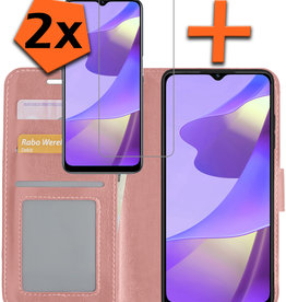 Nomfy Nomfy OPPO A16s Hoesje Bookcase Rose Goud Met 2x Screenprotector