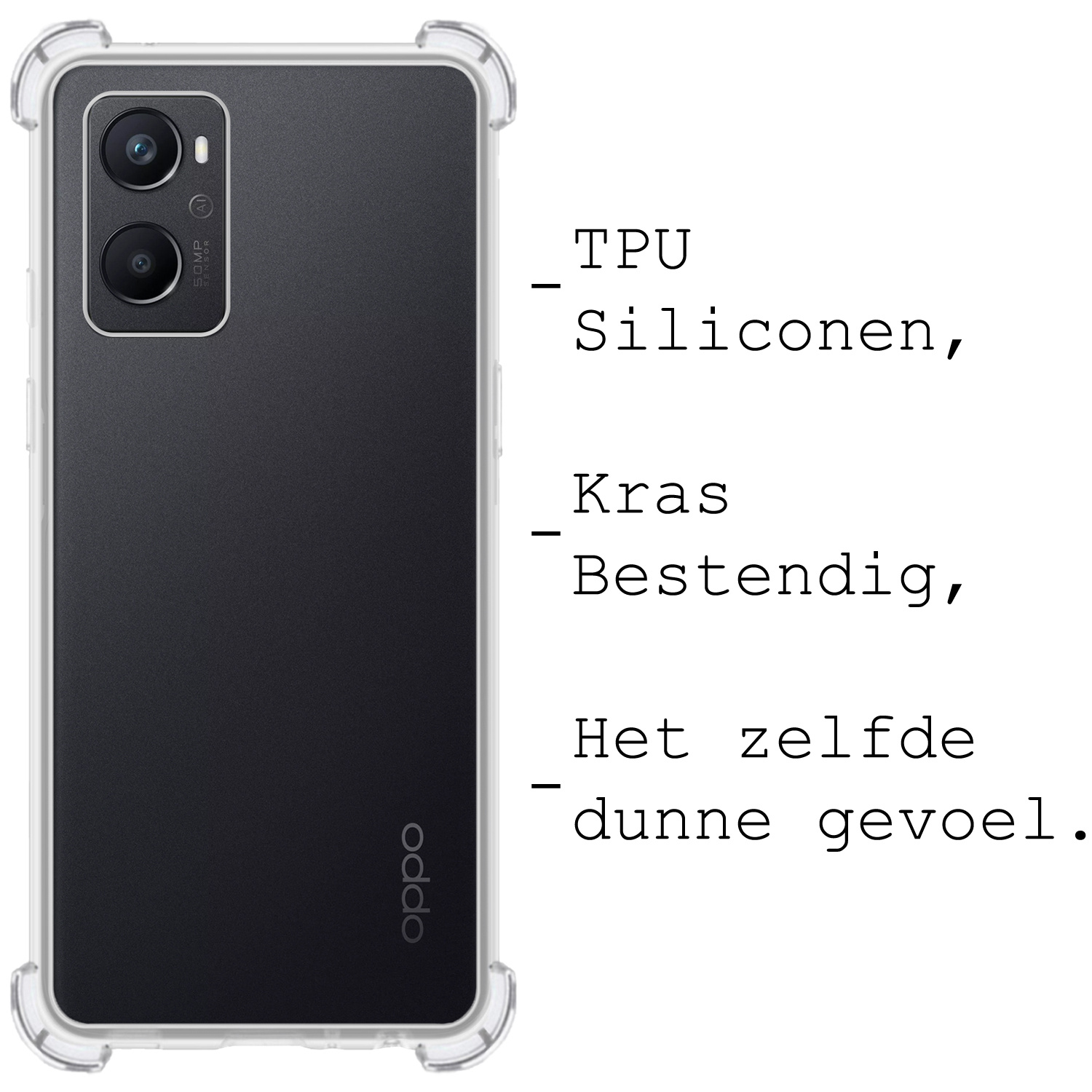 BASEY. Hoes Geschikt voor OPPO A76 Hoesje Shock Proof Case Hoes Siliconen - Hoesje Geschikt voor OPPO A76 Hoes Cover Shockproof - Transparant - 2 Stuks
