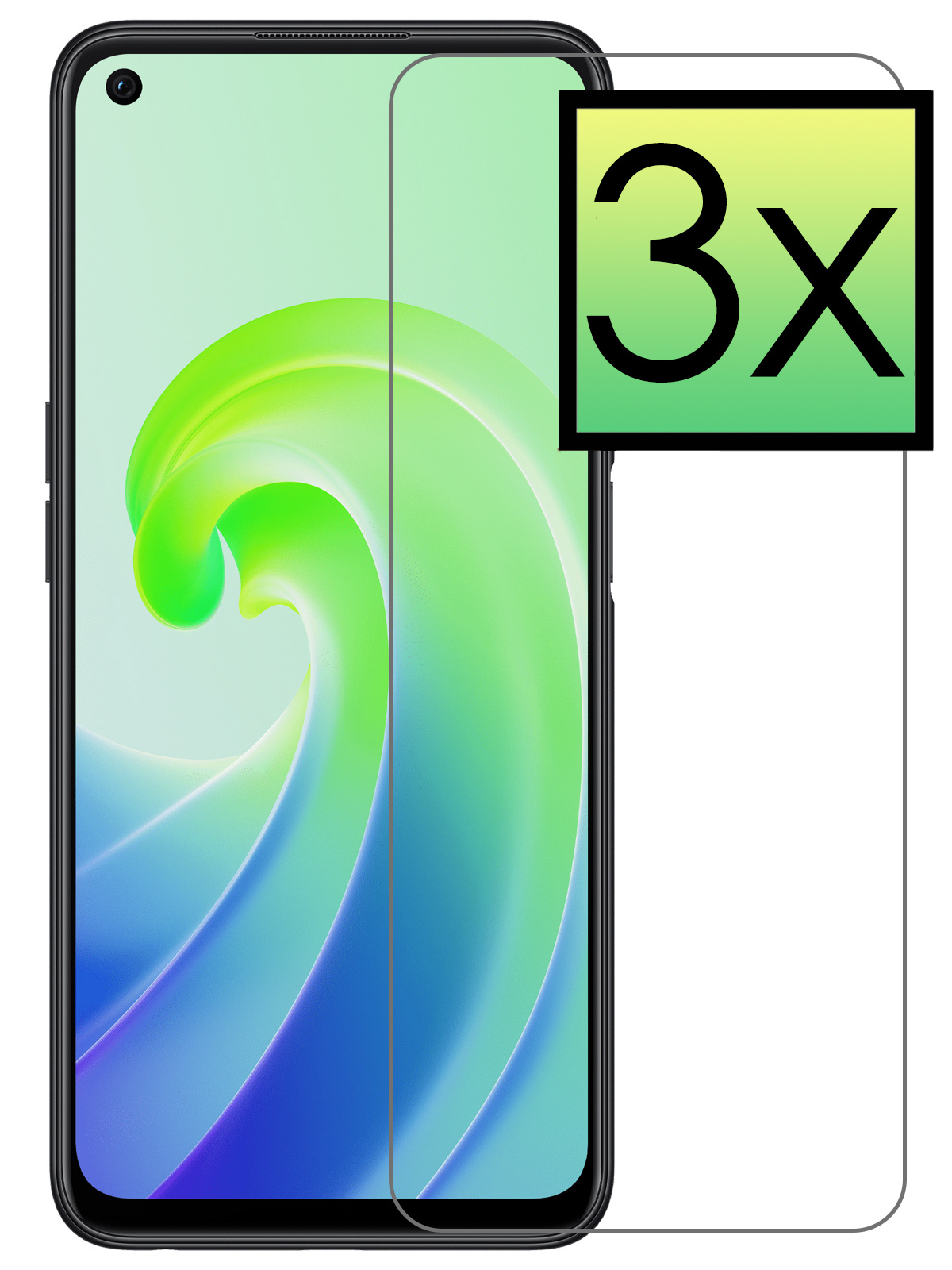 NoXx Screenprotector Geschikt voor OPPO A76 Screenprotector Tempered Glass Gehard Glas Beschermglas - 3x