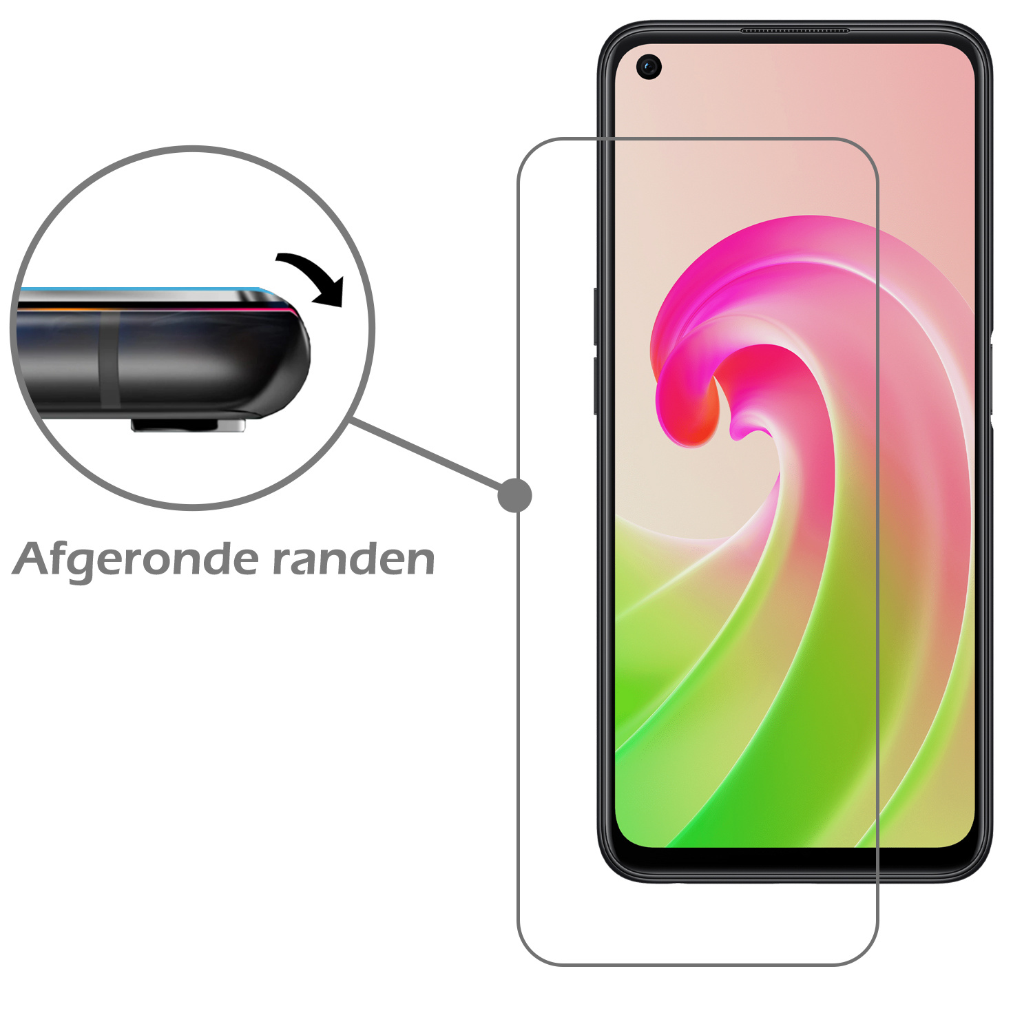 Nomfy OPPO A76 Screenprotector Bescherm Glas - OPPO A76 Screen Protector Tempered Glass - 2x