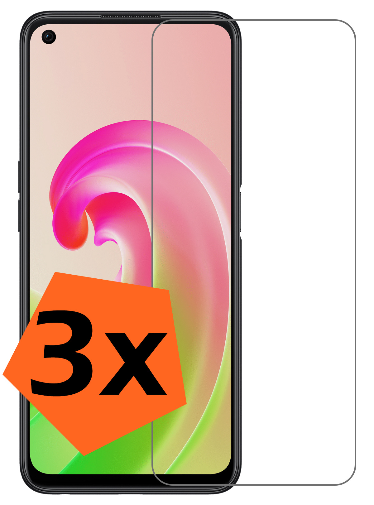Nomfy Screenprotector Geschikt voor OPPO A76 Screenprotector Bescherm Glas Tempered Glass - Screenprotector Geschikt voor OPPO A76 Screen Protector - 3 PACK