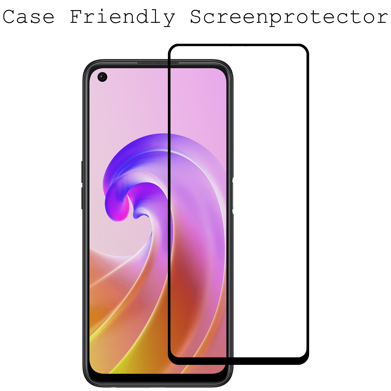 BASEY. OPPO A76 Screenprotector 3D Tempered Glass - OPPO A76 Beschermglas Full Cover - OPPO A76 Screen Protector 3D