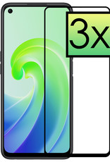 NoXx OPPO A76 Screenprotector Bescherm Glas Gehard Full Cover - OPPO A76 Screen Protector 3D Tempered Glass - 3x