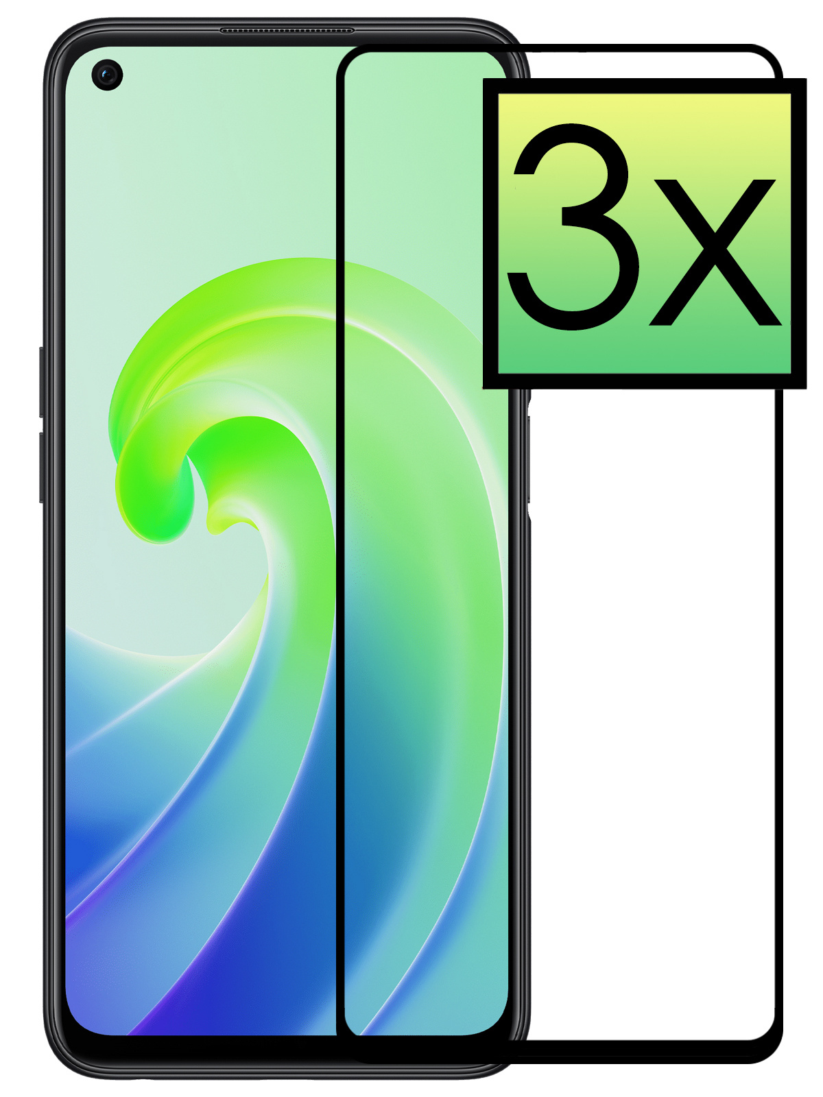 NoXx Screenprotector Geschikt voor OPPO A76 Screenprotector Tempered Glass Gehard Glas Full Cover - 3x