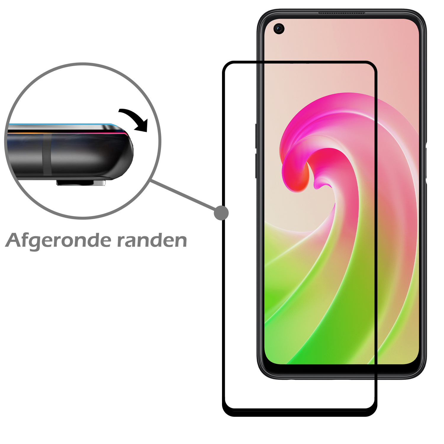 Nomfy Screenprotector Geschikt voor OPPO A76 Screenprotector Bescherm Glas - Screenprotector Geschikt voor OPPO A76 Screen Protector Tempered Glass Full Screen Full Cover - 2 PACK