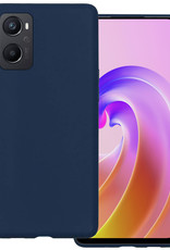 BASEY. Hoes Geschikt voor OPPO A76 Hoesje Siliconen Back Cover Case - Hoesje Geschikt voor OPPO A76 Hoes Cover Hoesje - Donkerblauw