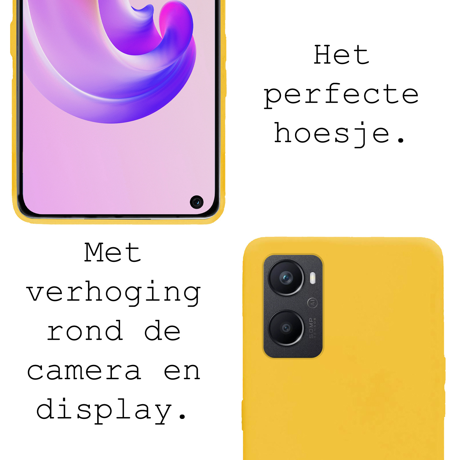 BASEY. Hoes Geschikt voor OPPO A76 Hoesje Siliconen Back Cover Case - Hoesje Geschikt voor OPPO A76 Hoes Cover Hoesje - Geel