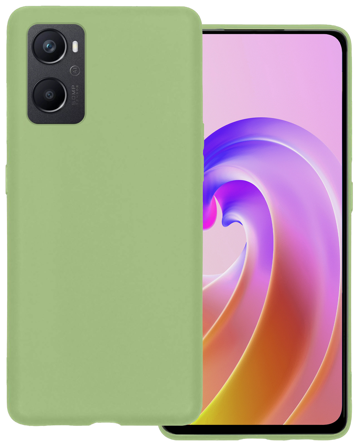 BASEY. Hoes Geschikt voor OPPO A76 Hoesje Siliconen Back Cover Case - Hoesje Geschikt voor OPPO A76 Hoes Cover Hoesje - Groen