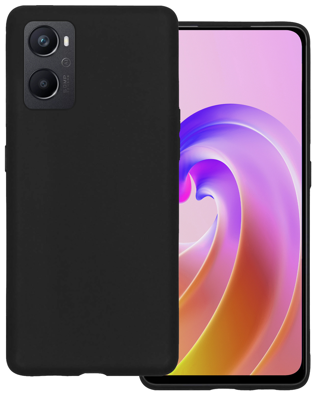 BASEY. Hoes Geschikt voor OPPO A76 Hoesje Siliconen Back Cover Case - Hoesje Geschikt voor OPPO A76 Hoes Cover Hoesje - Zwart