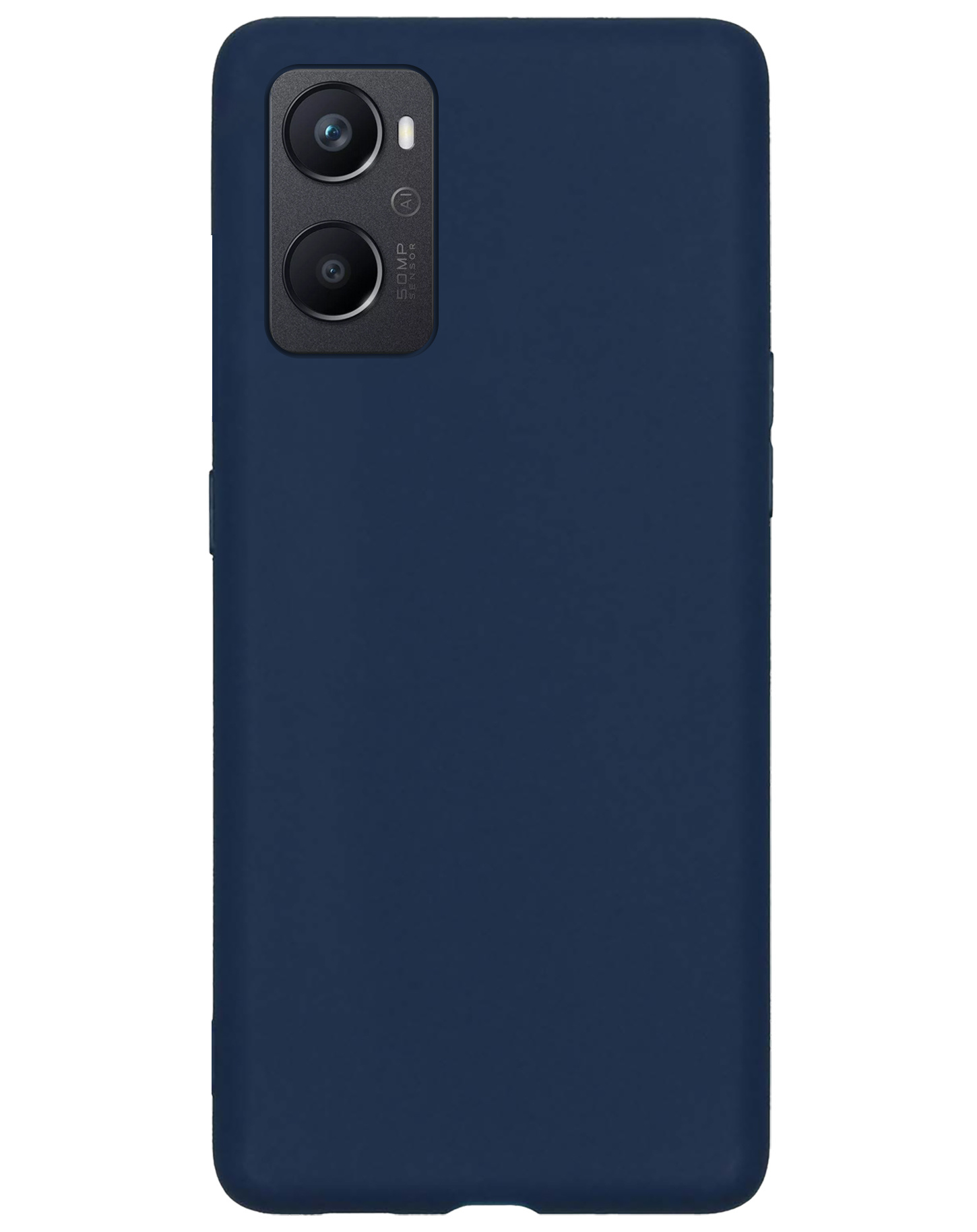 BASEY. Hoes Geschikt voor OPPO A76 Hoesje Siliconen Back Cover Case - Hoesje Geschikt voor OPPO A76 Hoes Cover Hoesje - Donkerblauw - 2 Stuks