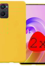 BASEY. Hoes Geschikt voor OPPO A76 Hoesje Siliconen Back Cover Case - Hoesje Geschikt voor OPPO A76 Hoes Cover Hoesje - Geel - 2 Stuks