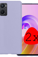 BASEY. Hoes Geschikt voor OPPO A76 Hoesje Siliconen Back Cover Case - Hoesje Geschikt voor OPPO A76 Hoes Cover Hoesje - Lila - 2 Stuks