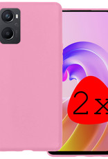 BASEY. Hoes Geschikt voor OPPO A76 Hoesje Siliconen Back Cover Case - Hoesje Geschikt voor OPPO A76 Hoes Cover Hoesje - Lichtroze - 2 Stuks