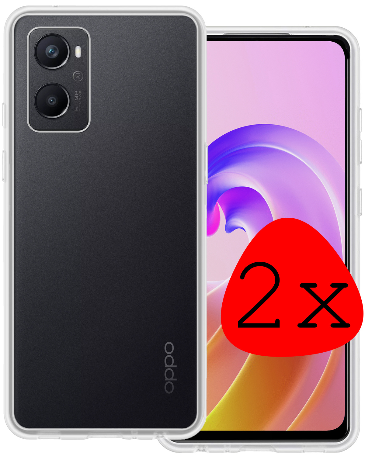 BASEY. Hoes Geschikt voor OPPO A76 Hoesje Siliconen Back Cover Case - Hoesje Geschikt voor OPPO A76 Hoes Cover Hoesje - Transparant - 2 Stuks