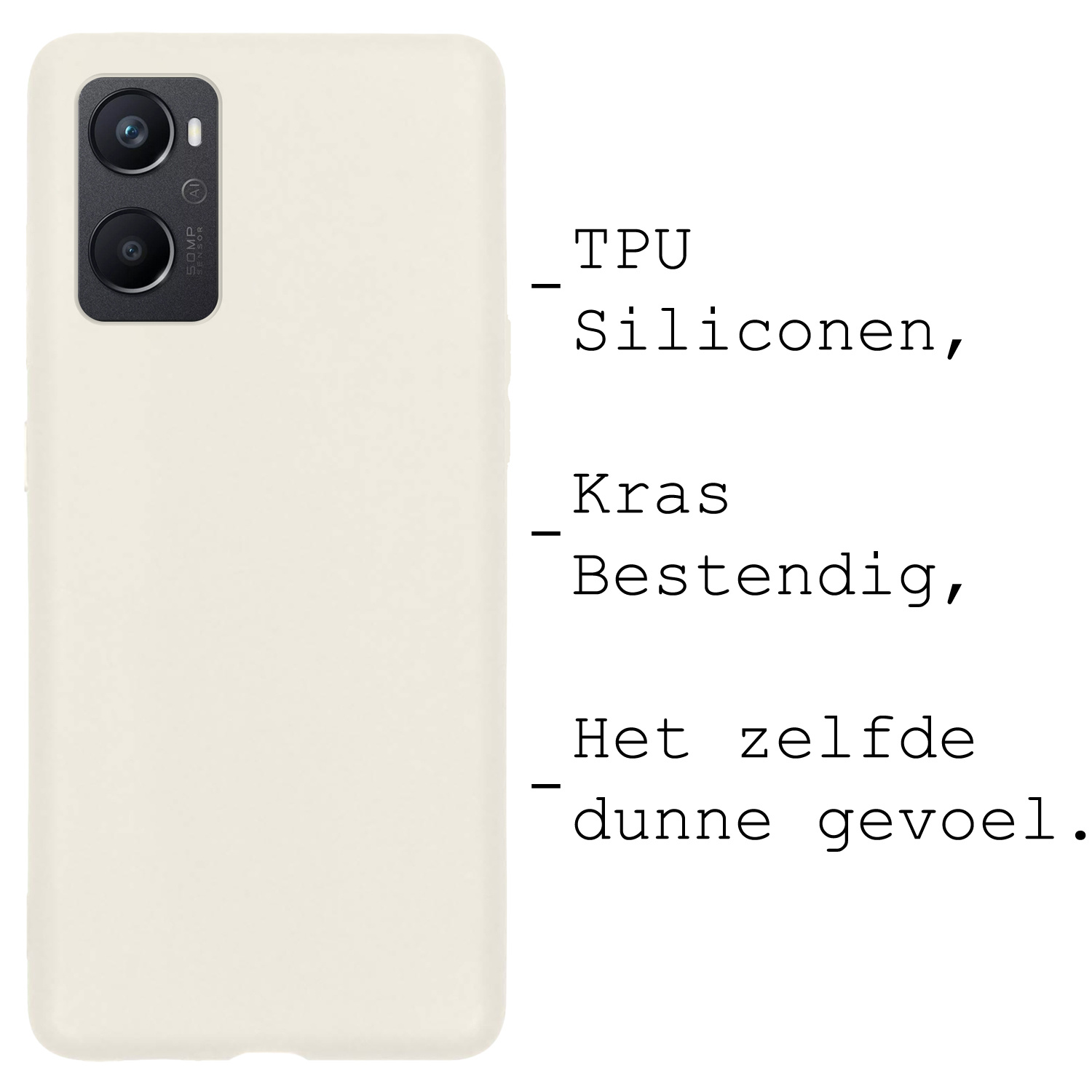 BASEY. Hoes Geschikt voor OPPO A76 Hoesje Siliconen Back Cover Case - Hoesje Geschikt voor OPPO A76 Hoes Cover Hoesje - Wit - 2 Stuks