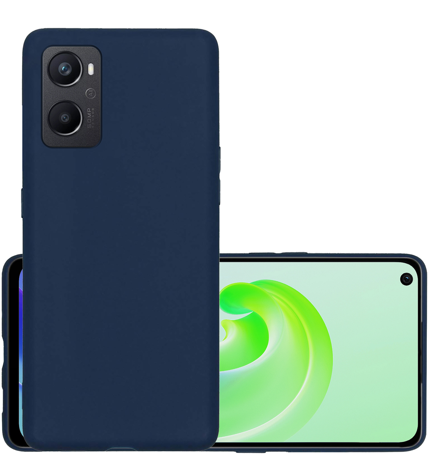 NoXx Hoes Geschikt voor OPPO A76 Hoesje Cover Siliconen Back Case Hoes - Donkerblauw