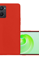 NoXx Hoes Geschikt voor OPPO A76 Hoesje Cover Siliconen Back Case Hoes - Rood