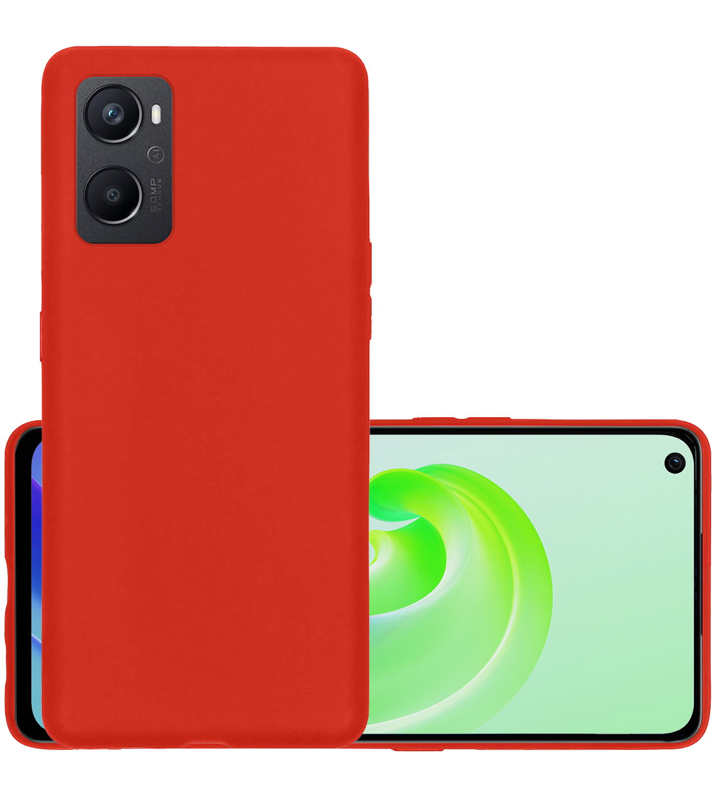 NoXx Hoes Geschikt voor OPPO A76 Hoesje Cover Siliconen Back Case Hoes - Rood