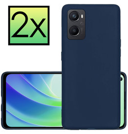 NoXx NoXx OPPO A76 Hoesje Siliconen - Donkerblauw - 2 PACK