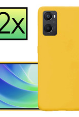 NoXx Hoes Geschikt voor OPPO A76 Hoesje Cover Siliconen Back Case Hoes - Geel - 2x