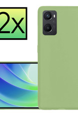 NoXx Hoes Geschikt voor OPPO A76 Hoesje Cover Siliconen Back Case Hoes - Groen - 2x