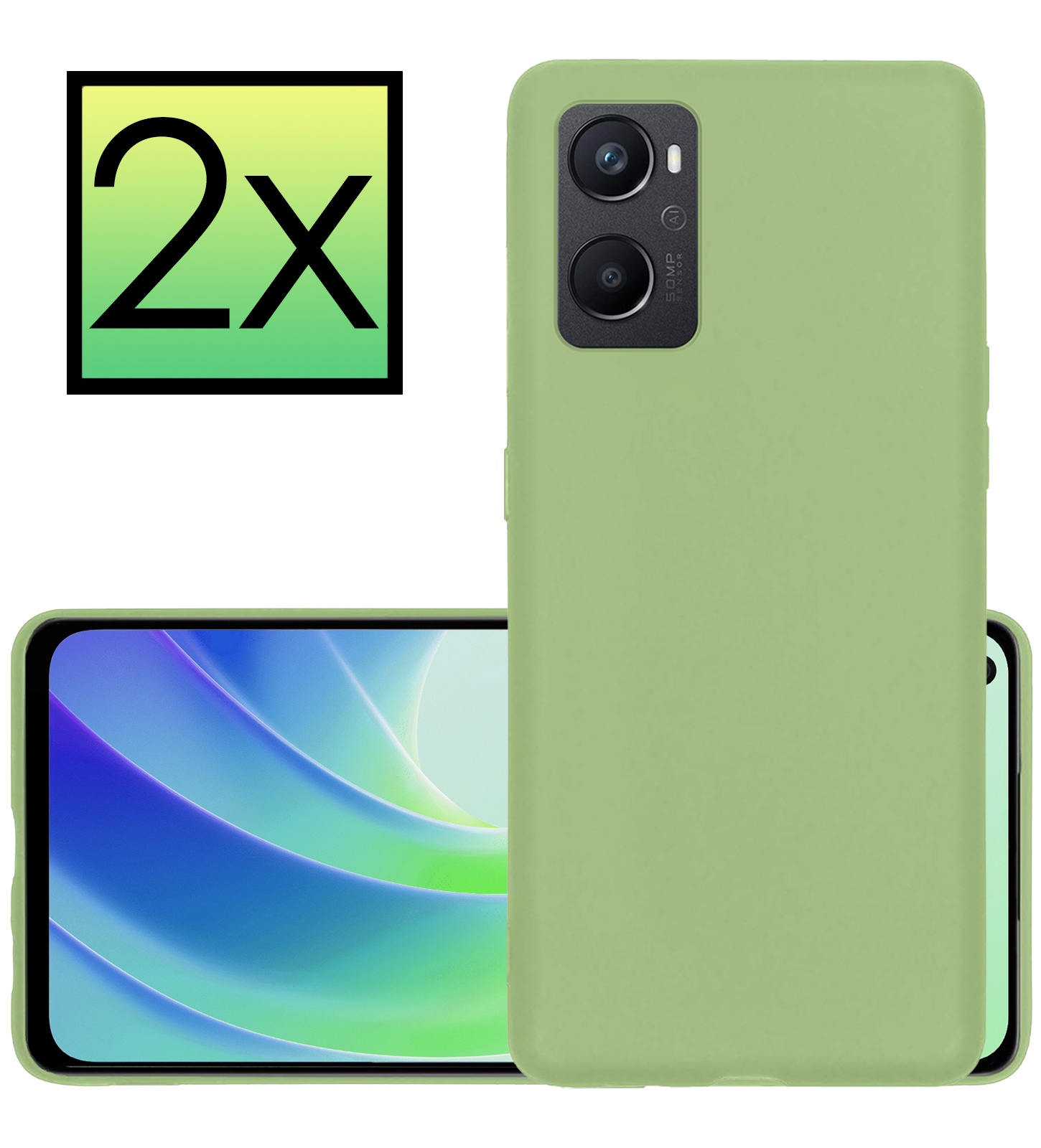 NoXx Hoes Geschikt voor OPPO A76 Hoesje Cover Siliconen Back Case Hoes - Groen - 2x