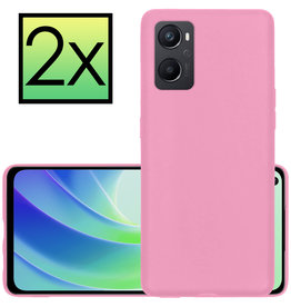 NoXx NoXx OPPO A76 Hoesje Siliconen - Lichtroze - 2 PACK