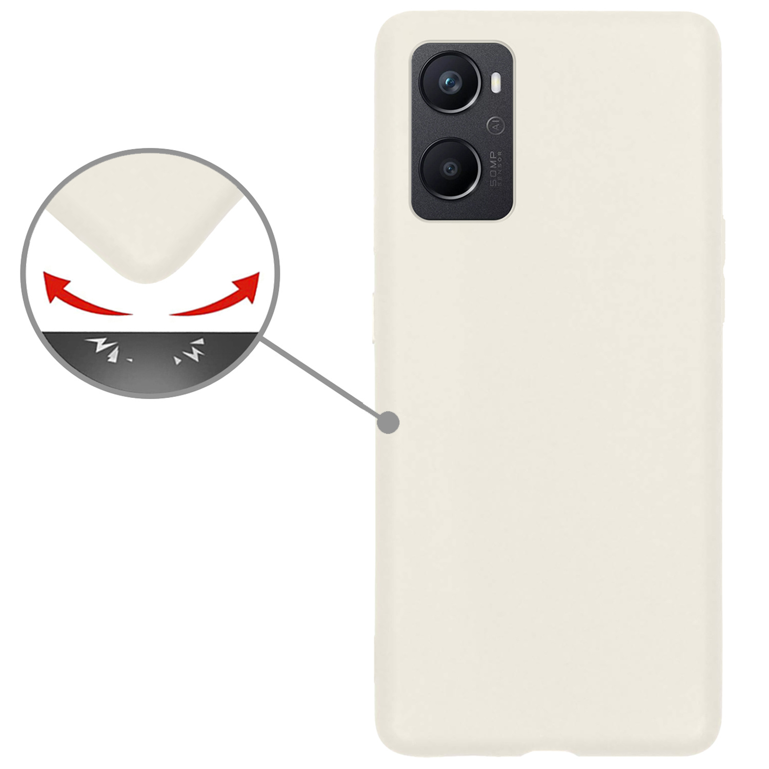Nomfy OPPO A76 Hoesje Siliconen - OPPO A76 Hoesje Wit Case - OPPO A76 Cover Siliconen Back Cover - Wit