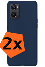 Nomfy Hoesje Geschikt voor OPPO A76 Hoesje Siliconen Cover Case - Hoes Geschikt voor OPPO A76 Hoes Back Case - 2-PACK - Donkerblauw