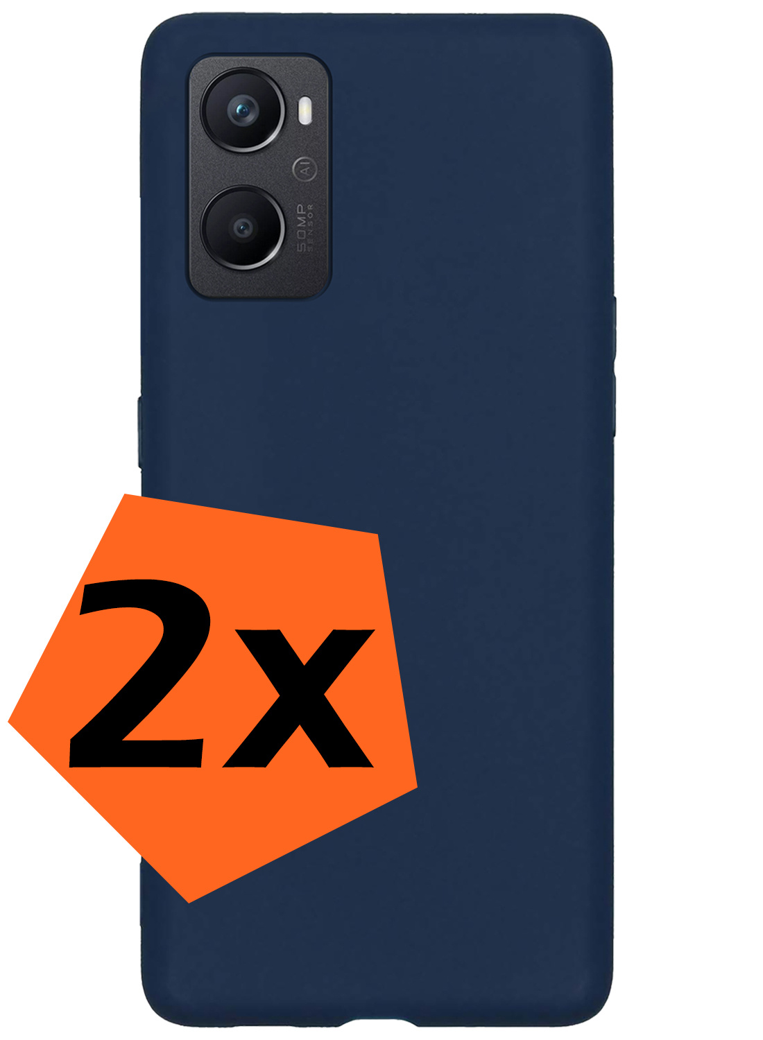 Nomfy OPPO A76 Hoesje Siliconen - OPPO A76 Hoesje Donker Blauw Case - OPPO A76 Cover Siliconen Back Cover - Donker Blauw 2 Stuks