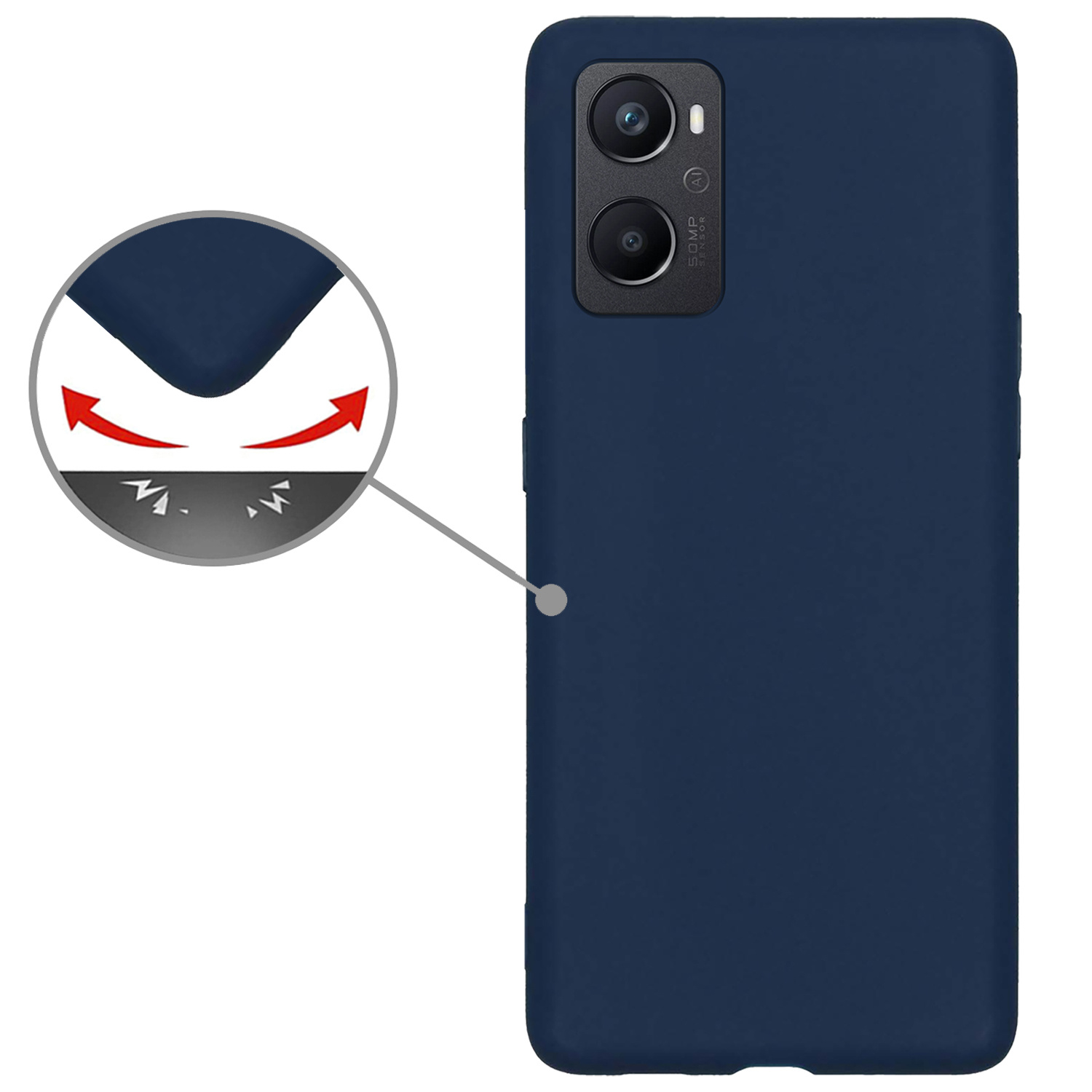 Nomfy OPPO A76 Hoesje Siliconen - OPPO A76 Hoesje Donker Blauw Case - OPPO A76 Cover Siliconen Back Cover - Donker Blauw 2 Stuks