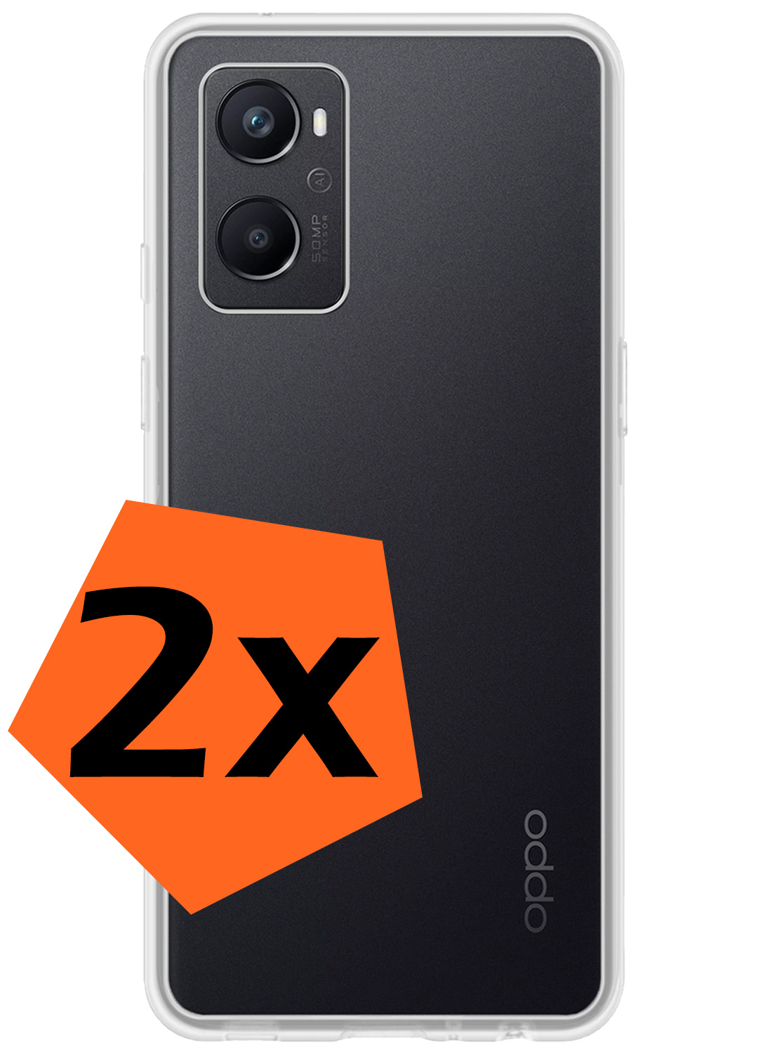 Nomfy Hoesje Geschikt voor OPPO A76 Hoesje Siliconen Cover Case - Hoes Geschikt voor OPPO A76 Hoes Back Case - 2-PACK - Transparant