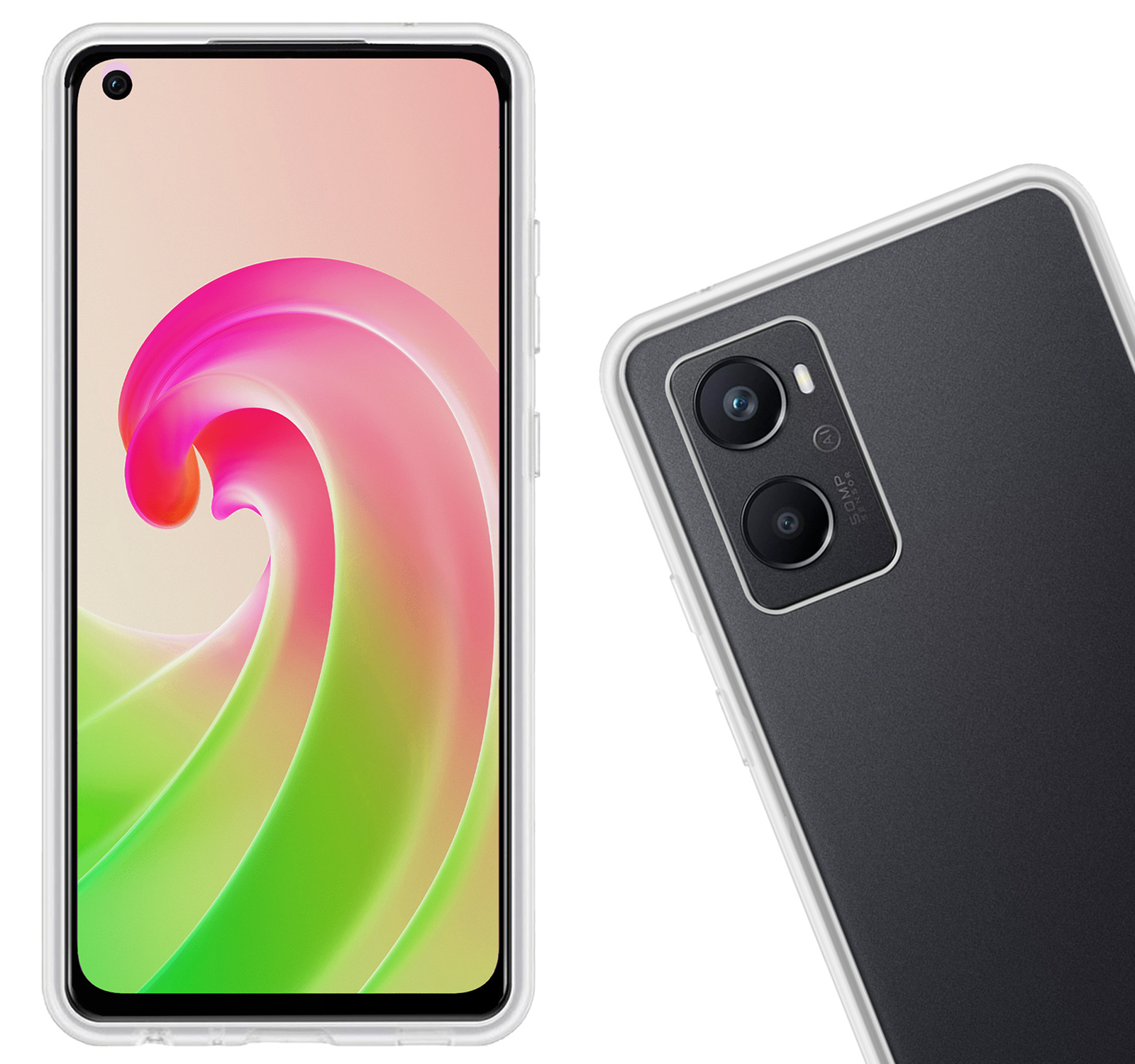Nomfy Hoesje Geschikt voor OPPO A76 Hoesje Siliconen Cover Case - Hoes Geschikt voor OPPO A76 Hoes Back Case - 2-PACK - Transparant