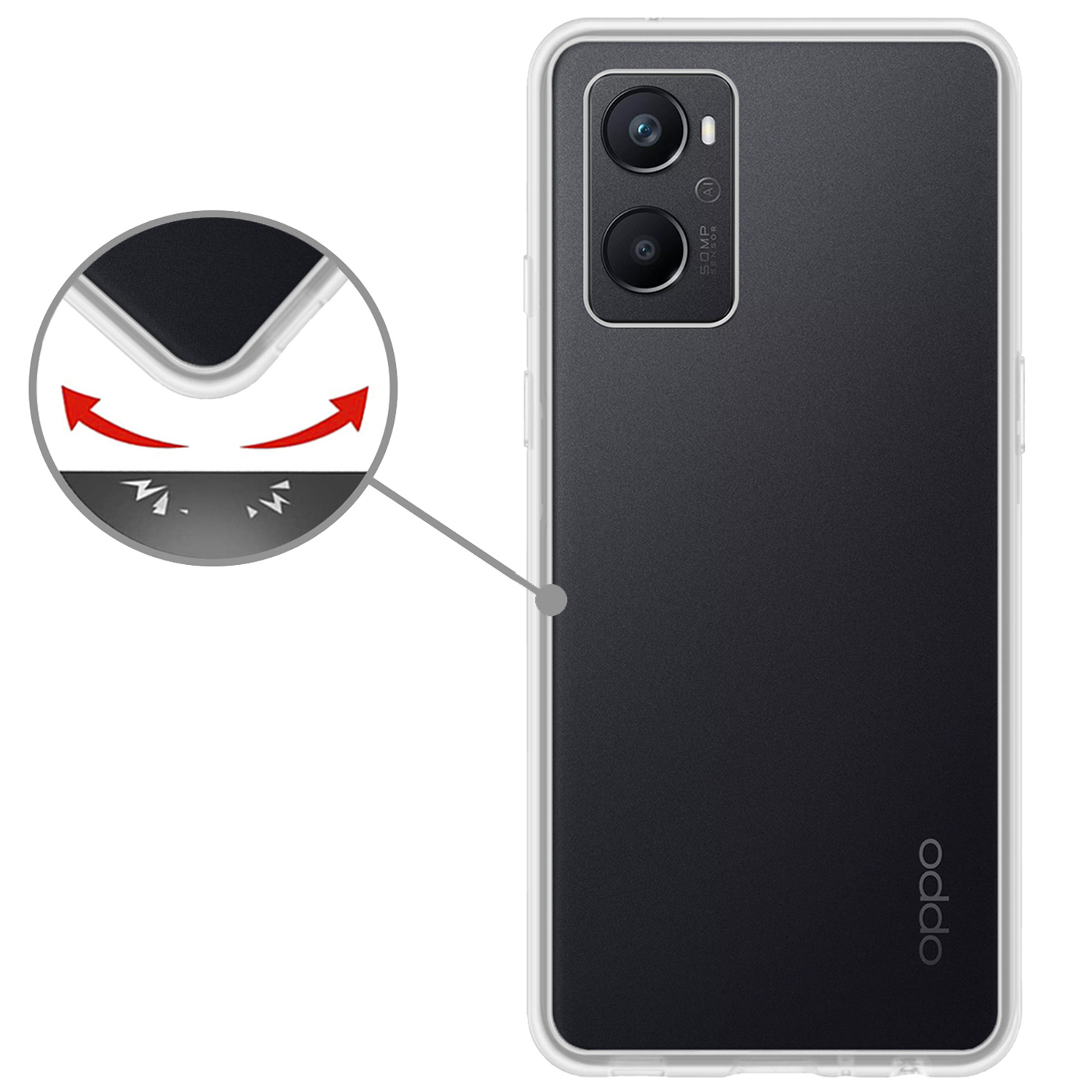 Nomfy Hoesje Geschikt voor OPPO A76 Hoesje Siliconen Cover Case - Hoes Geschikt voor OPPO A76 Hoes Back Case - 2-PACK - Transparant