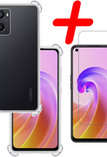 BASEY. Hoes Geschikt voor OPPO A76 Hoesje Shock Proof Case Hoes Siliconen Met Screenprotector - Hoesje Geschikt voor OPPO A76 Hoes Cover Shockproof - Transparant